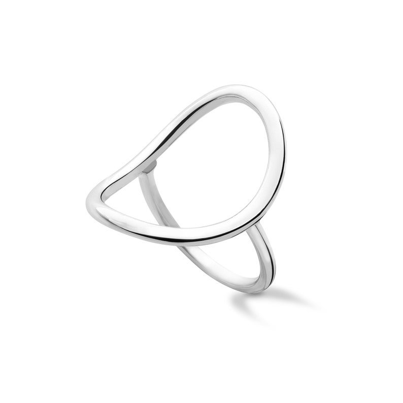 Sterling Silver Circle Ring Geometric Ring Big Circle Ring Etsy