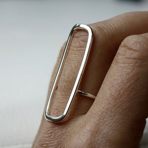 Long Rectangle Ring in 925 Sterling Silver, Open Mind Ring, Geometric Jewelry image 1