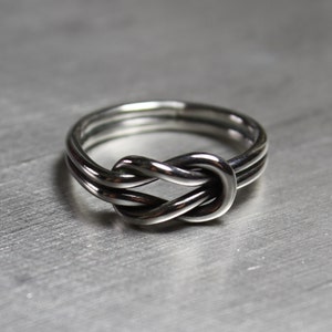 Sterling Silver Sailor Knot Ring, Hercules Knot Jewelry, Reef Knot, Celtic Promise Ring, Sizes 3-16
