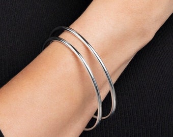 Oval Stackable Bangles 3mm Wide .925 Silver, Sold Individually