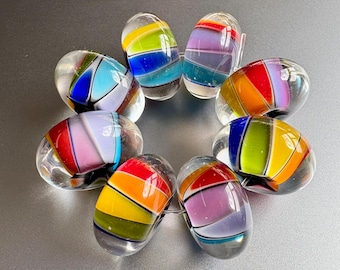 Handmade Lampwork Glass Beads, Unique Artisan Jewelry Making Components (11mmx19mm), Art Glass, Jewelry Craft Supply