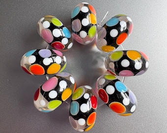 Handmade Lampwork Glass Beads, Unique Artisan Jewelry Making Components (11mmx19mm), Art Glass, Jewelry Craft Supply