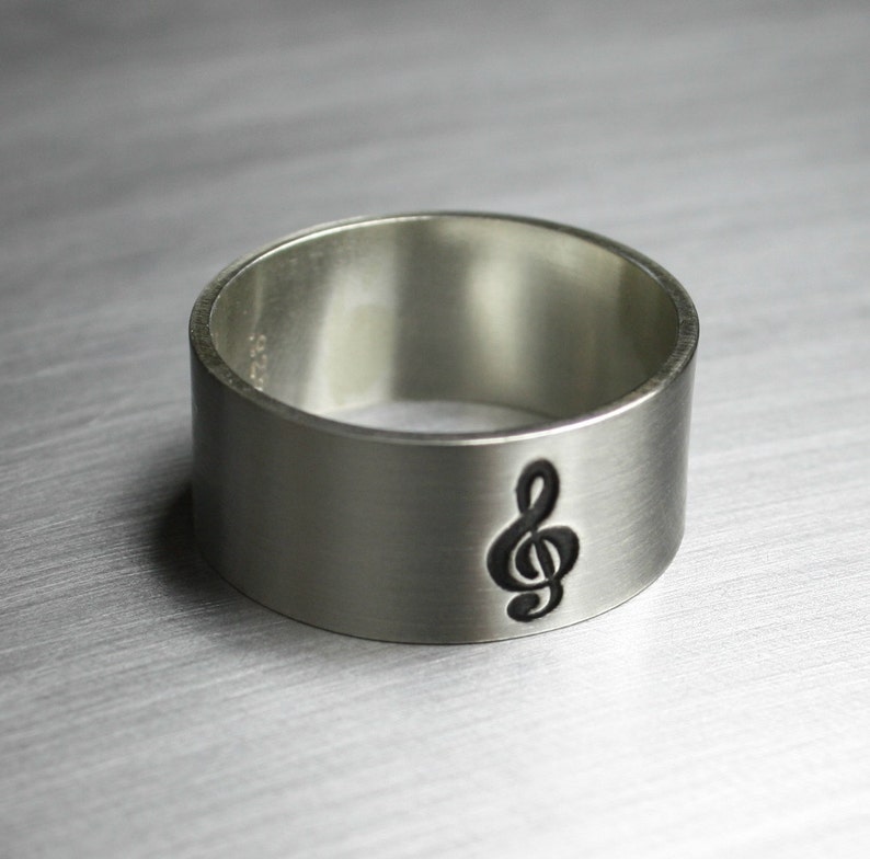 Sterling Silver Music Note Ring, Treble Clef Ring image 1