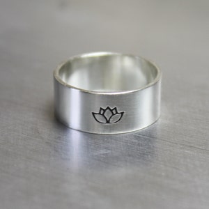 Sterling Silver Lotus Flower Ring, Yoga Jewelry, Spiritual Ring image 1