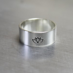 Sterling Silver Lotus Flower Ring, Yoga Jewelry, Spiritual Ring Made in Canada