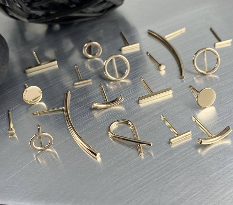 Solid 14K Gold Wire Earrings Gold Hoops Minimalist Gold Etsy