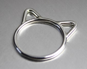 Sterling Silver Cat Ring with Ears