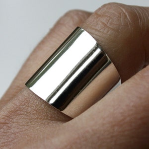 Shield Ring, Shiny Wide Tube Ring in 925 Sterling Silver