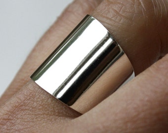 Wide Sterling Silver Ring, Cuff Ring, Large Silver Ring, Tube Ring