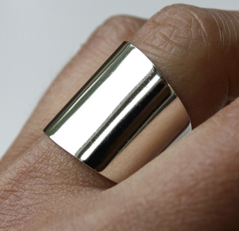 Shield Ring, Shiny Wide Tube Ring in 925 Sterling Silver image 1