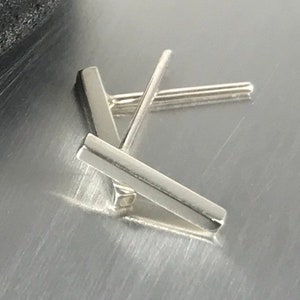 Silver Bar Earrings, Modern Bar Studs, Simple Post Earrings, Stick Earrings Made in Canada