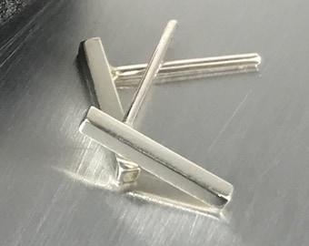 Silver Bar Earrings, Modern Bar Studs, Simple Post Earrings, Stick Earrings Made in Canada