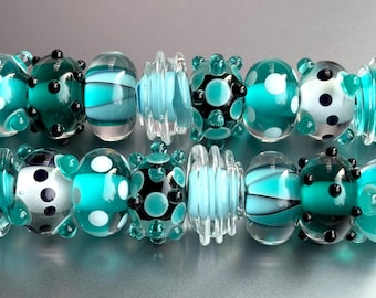 Handmade Lampwork Glass Beads, Unique Artisan Jewelry Making Components (11mmx18mm), Art Glass, Jewelry Craft Supply