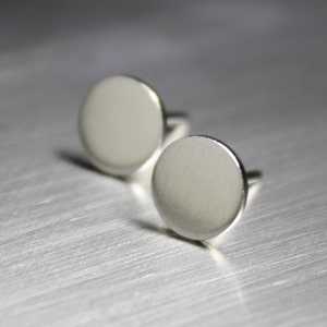 Handmade Sterling Silver Thumbtack Stud Earrings, Small Flat Circle Minimalist Earrings image 5