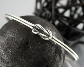 Hercules Knot Bracelet in Sterling Silver, Solid Round Infinity Bangle, Matte or Shiny Finish, Sizes XS-XL