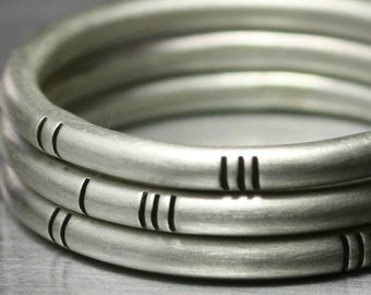 Handmade Stacking Ring Set in Sterling Silver, Minimalist Jewelry Design, Set of 3
