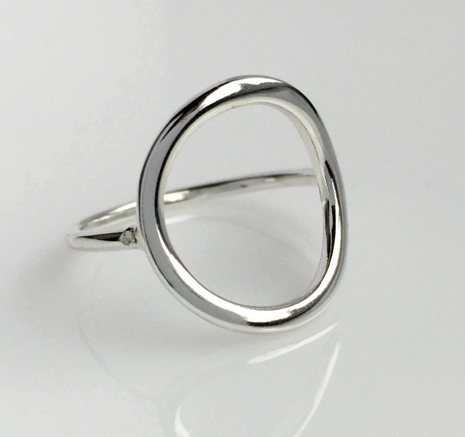 Sterling Silver Circle Ring Geometric Ring Big Circle Ring Etsy