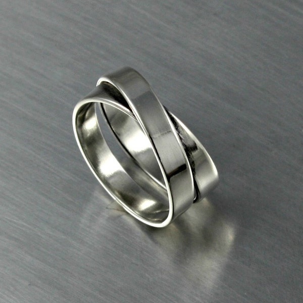 Handmade Sterling Silver Overlapping Ring, Wrap Ring, Cross Over Ring, Criss Cross Ring