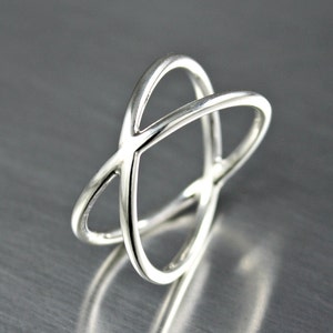 Criss Cross X Ring in 925 Sterling Silver, Double Ring, Dainty Minimalist Ring, Crossover Ring, Gift for her Made in Canada