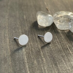 Handmade Sterling Silver Thumbtack Stud Earrings, Small Flat Circle Minimalist Earrings image 2