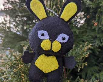 Pittsburgh Bunny Ornament Keychain - Black & Yellow