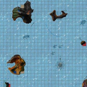 Digital druckbare KARTE für ein Segelspiel. Starter 54 x 43 Quadrate.