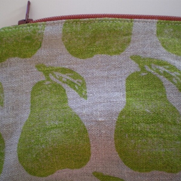 Pears-Blockprinted Linen Craft Pouch