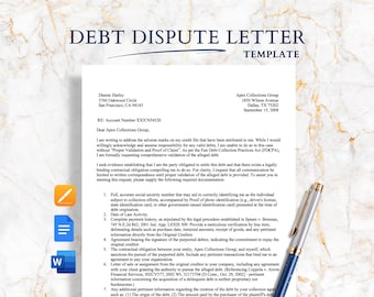Credit Collection Dispute Letter Template: Repair Credit Score (Digital Download)
