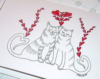 Romantic Cat Valentine's Day Card, Cat Anniversary Card, Cat Wedding Card, Cat Greeting Card, Cat Birthday Card, Cat Love Card, Cats in Love
