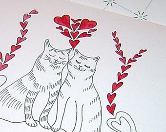Romantic Cat Anniversary Card, Cat Valentine's Card, Cat Wedding Card, Cat Greeting Card, Cat Birthday Card, Cat Love Card, Cats in Love