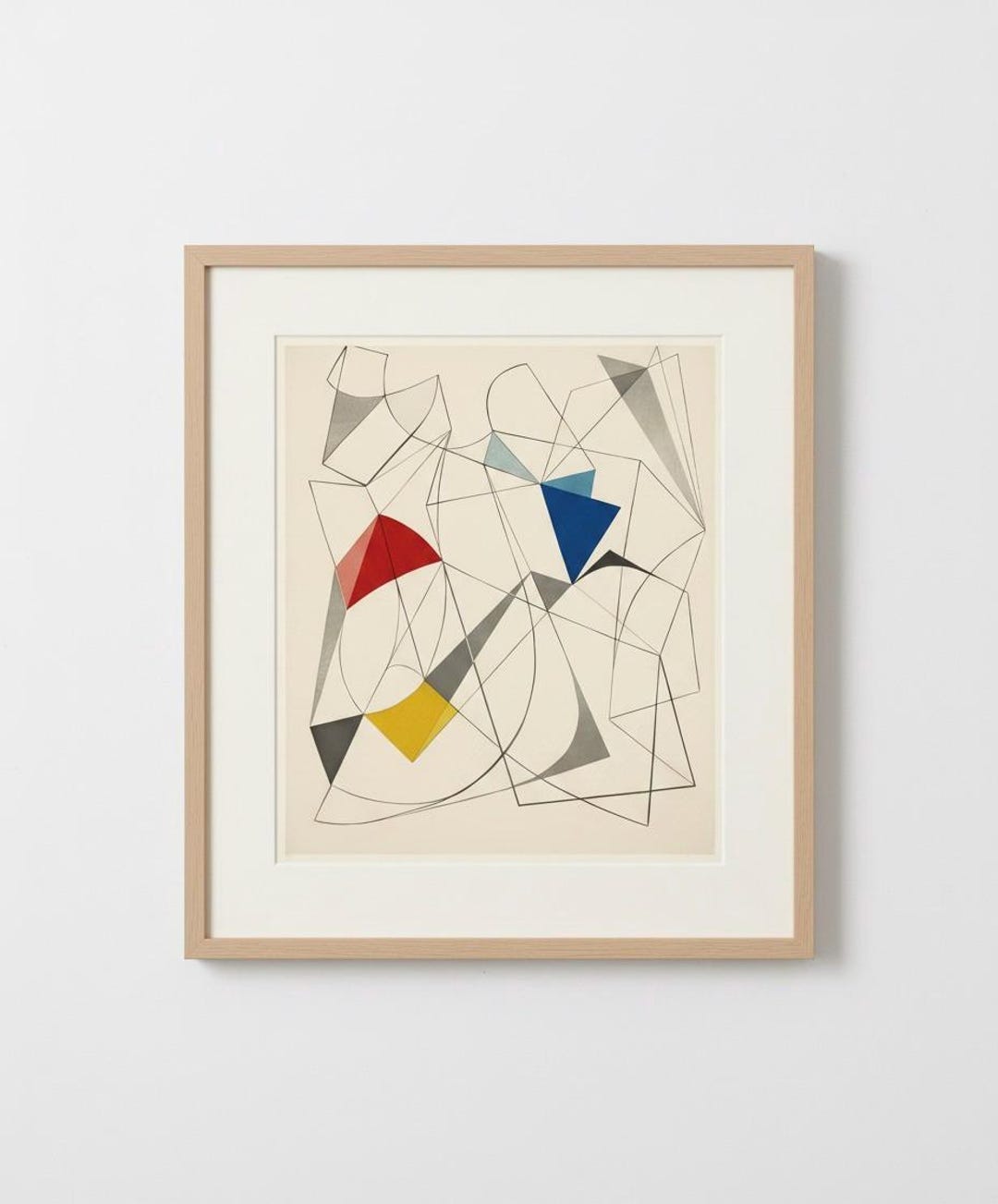 Mid Century Modern Abstract Art Print Digital File Vintage Red Yellow ...