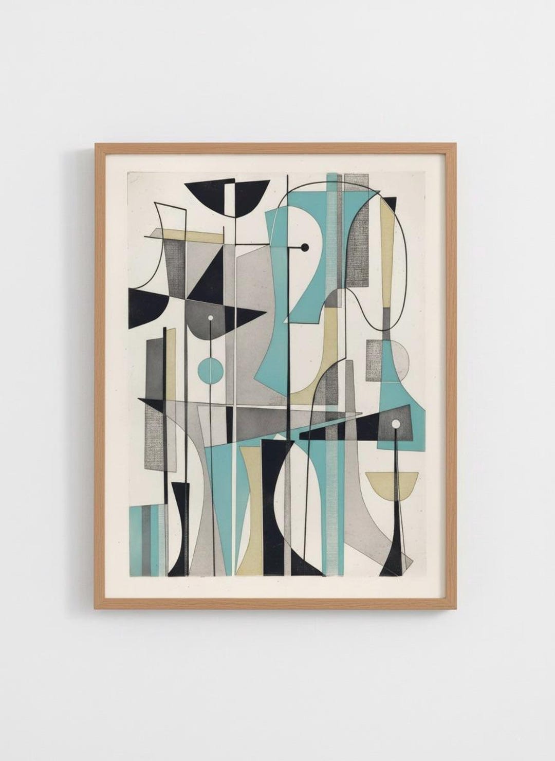 Mid Century Modern Abstract Art Print Digital File Vintage Turquoise ...