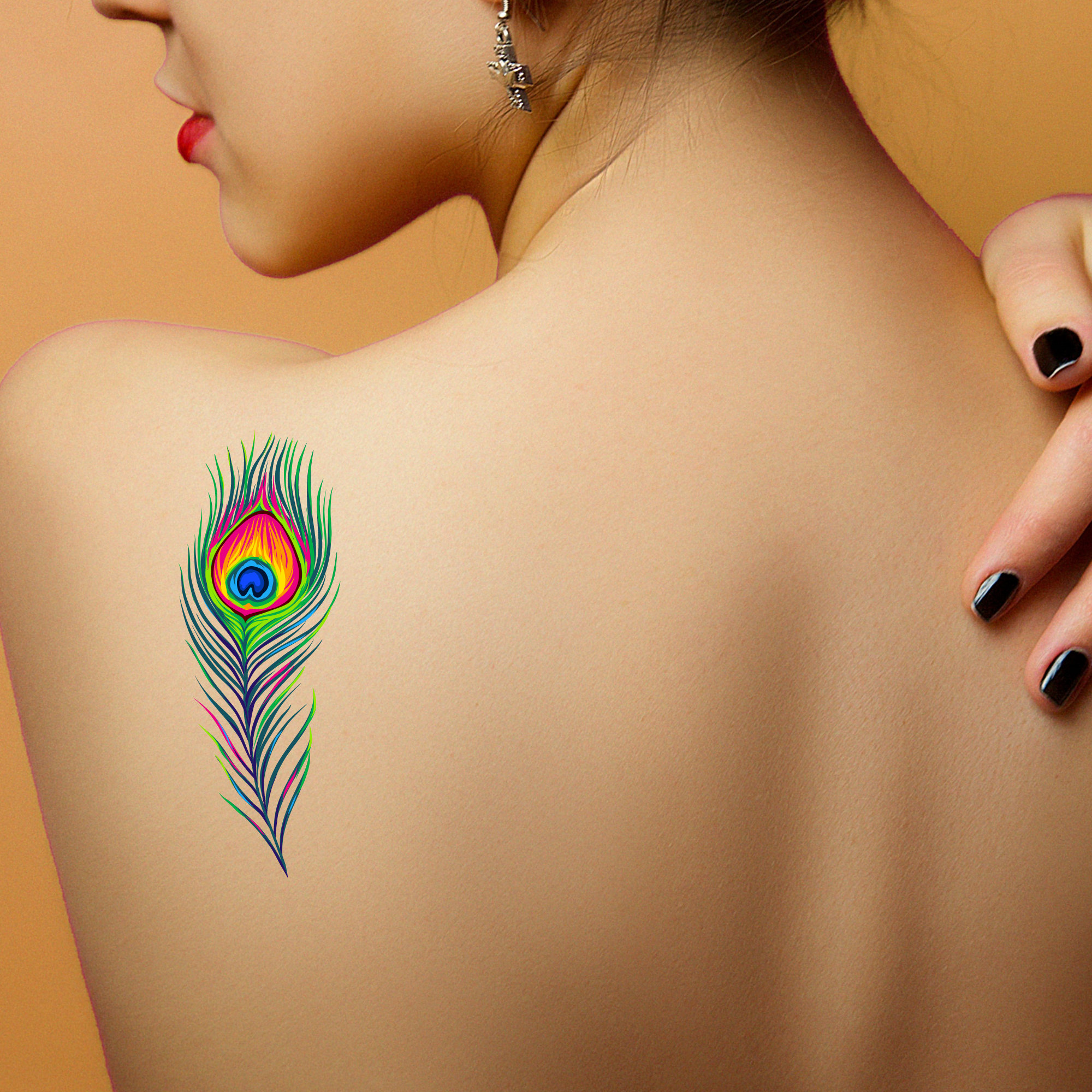 Peacock Feather - Temporary Tattoo - Rainbow Feather - Etsy