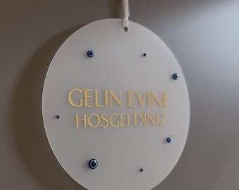 Letrero de puerta Gelin Evine Hoşgeldiniz con Nazar