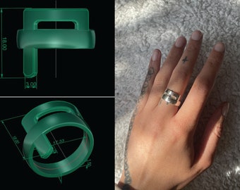 WRAP RING / Digital 3D Ring Model, STL Jewelry, 3D Printing, 3D Jewelry, Printable 3D File, File for 3D Printing, Digital Ring Design
