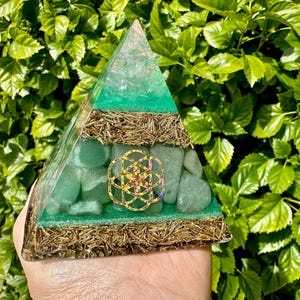 Green Aventurine Orgonite  Pyramid - Small Pyramid - With Neodymium Magnet - Orgone Generator