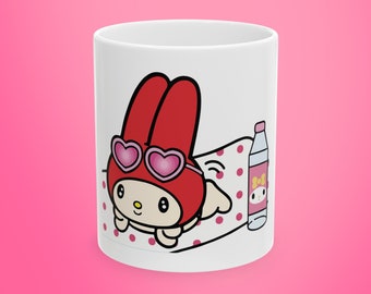 Kawaii Melody Ceramic Mug - Personalized 11oz, 15oz - Unique Friend Gift - Handmade Housewarming Present