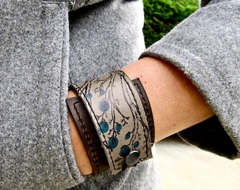 Leather Cuff - Wrap Bracelet - Leather Bracelet - Adjustable