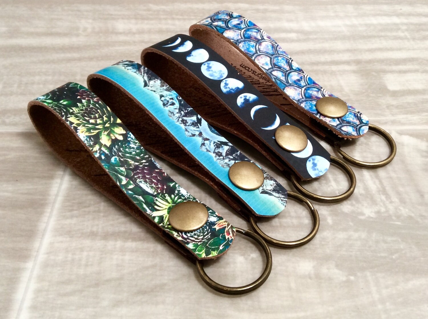 Leather Belt Key Fob/ Belt Keychain with Digital Print on 100 Etsy
