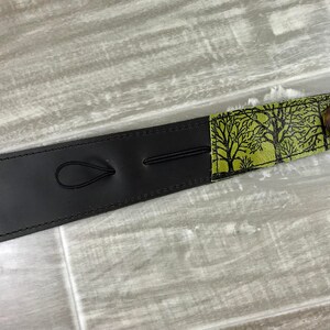 Leather Cuff Wrap Womens Bracelet Wrap Tree Silhouette Print Green Leather Nature Inspired Printed Leather Nature Inspired image 2