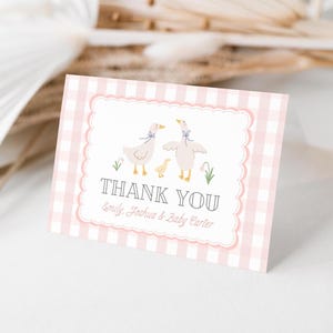 Silly Goose babyshower bedankkaartje | Grandmillennial bloemen strik pastel babyshower babyshower | Direct downloaden