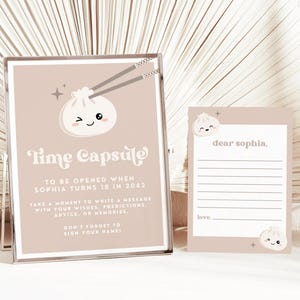 Little Dumpling Time Capsule | Bao Dumpling 1st Birthday Party Time Capsule Editable Template | Dim Sum Birthday Decor | Instant Download