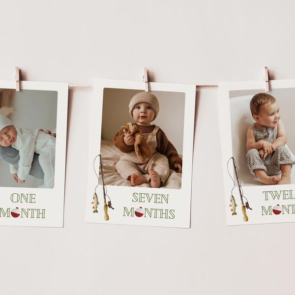 Banner fotográfico para el primer cumpleaños de pesca / Banner de un hito / El grande / Fiesta de cumpleaños de pesca / Descarga instantánea