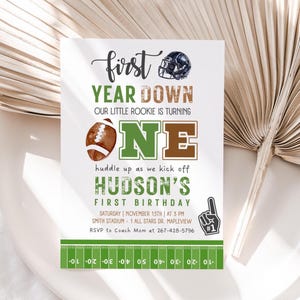 Invitation d'anniversaire de football | Invitation modifiable pour la première année d'absence | Fête du premier anniversaire de Game Time Boy | Téléchargement instantané