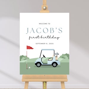 Golf Birthday Par-tee Welcome Sign | Hole in One Golfer Party Welcome Poster | Instant Download