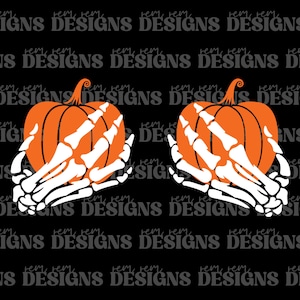 Skelethanden met pompoenen, png | Grappige Halloween-clipart | Leuke spookachtige herfst-png | Direct downloaden