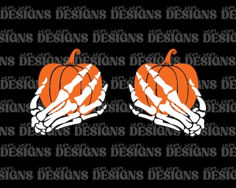 Skeleton Hands Holding Pumpkins PNG | Funny Halloween Clipart | Cute Spooky Autumn PNG | Instant Download