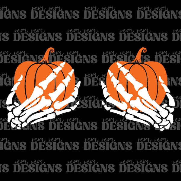 Skeleton Hands Holding Pumpkins PNG | Funny Halloween Clipart | Cute Spooky Autumn PNG | Instant Download