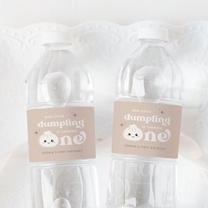 Little Dumpling 1st Birthday Water Labels  | Bao Dumpling Dim Sum Party Decor | Instant Download