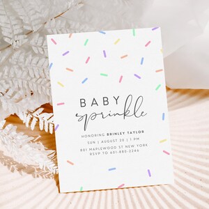 Invitación minimalista para baby shower, con temática de género neutro, plantilla editable de Canva. imagen 3